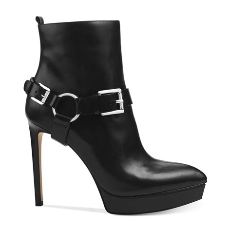 michael kors brooke bootie black|Michael Kors leather platform boots.